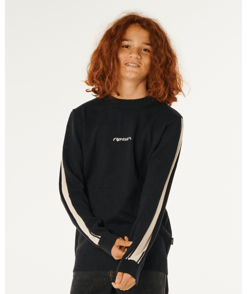 Rip Curl Inner Visions Stripe Knit Crew in BLACK