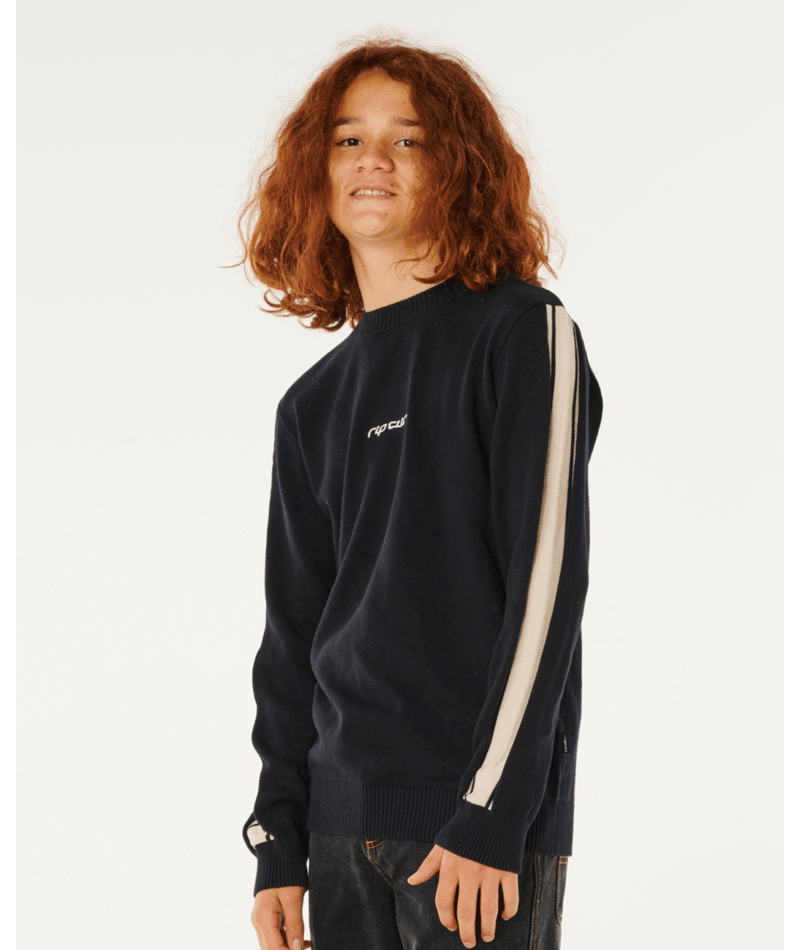 Rip Curl Inner Visions Stripe Knit Crew in BLACK