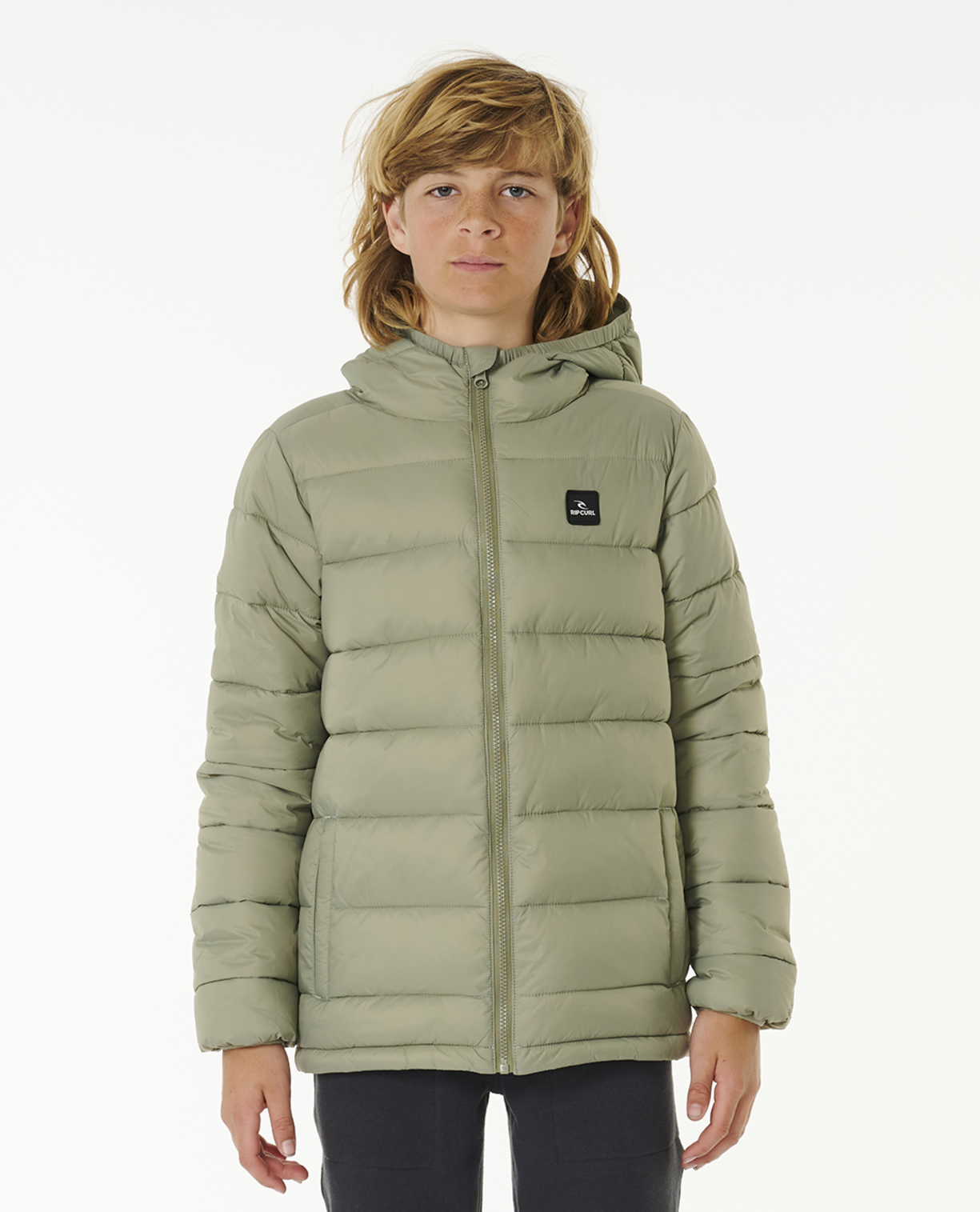 Rip Curl Anti Series Puffer Jacket-Kids in OLIVE