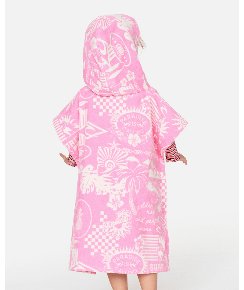 Rip Curl Mixed Snap Hooded Towel-Girl in NATURAL/PINK