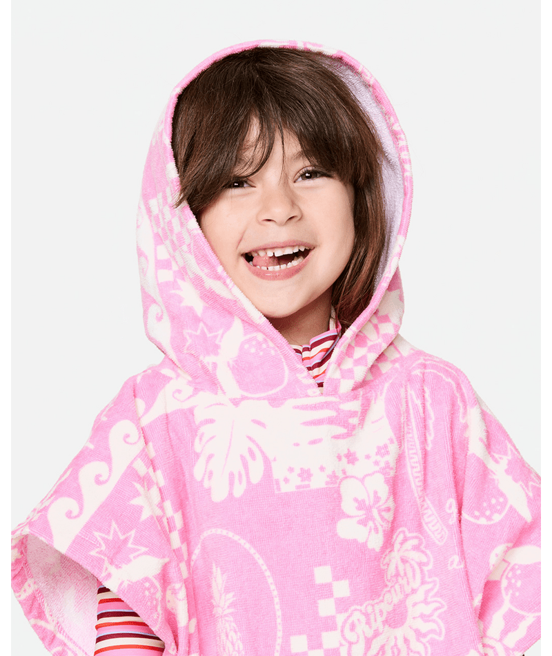 Rip Curl Mixed Snap Hooded Towel-Girl in NATURAL/PINK
