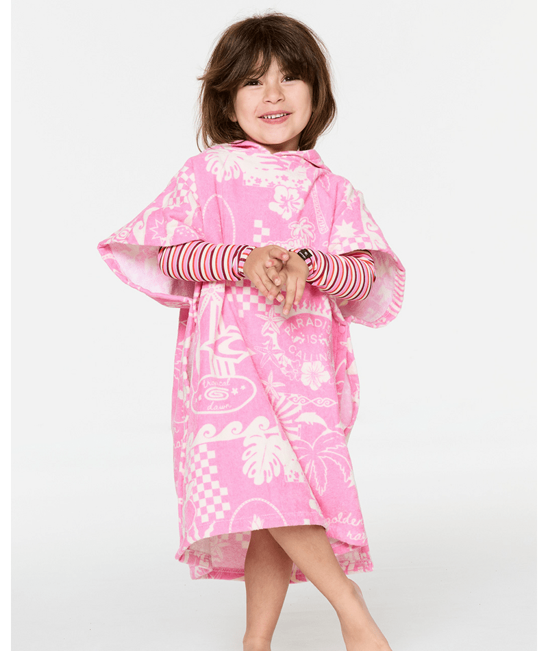 Rip Curl Mixed Snap Hooded Towel-Girl in NATURAL/PINK