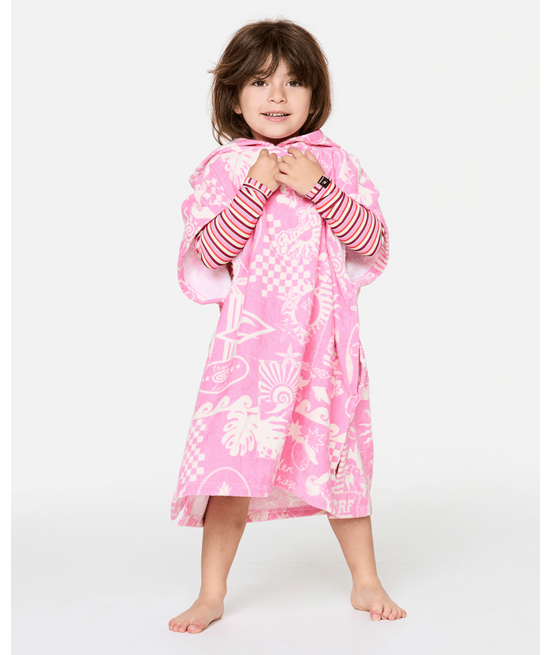 Rip Curl Mixed Snap Hooded Towel-Girl in NATURAL/PINK