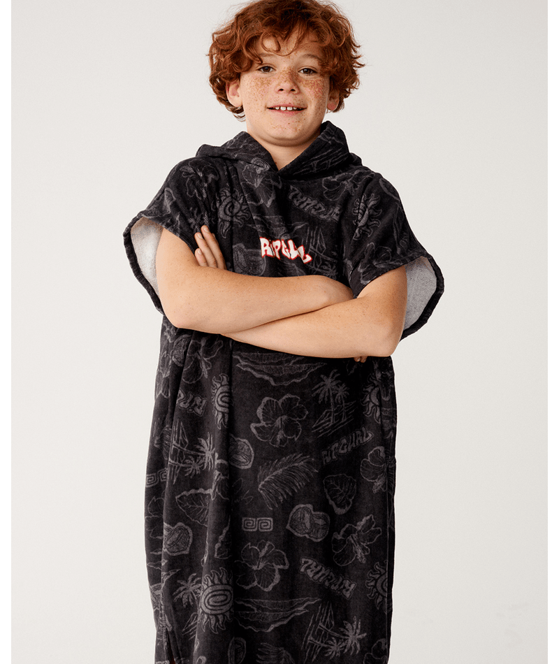 Rip Curl Sessions Hooded Towel - Boy in WASHED BLACK