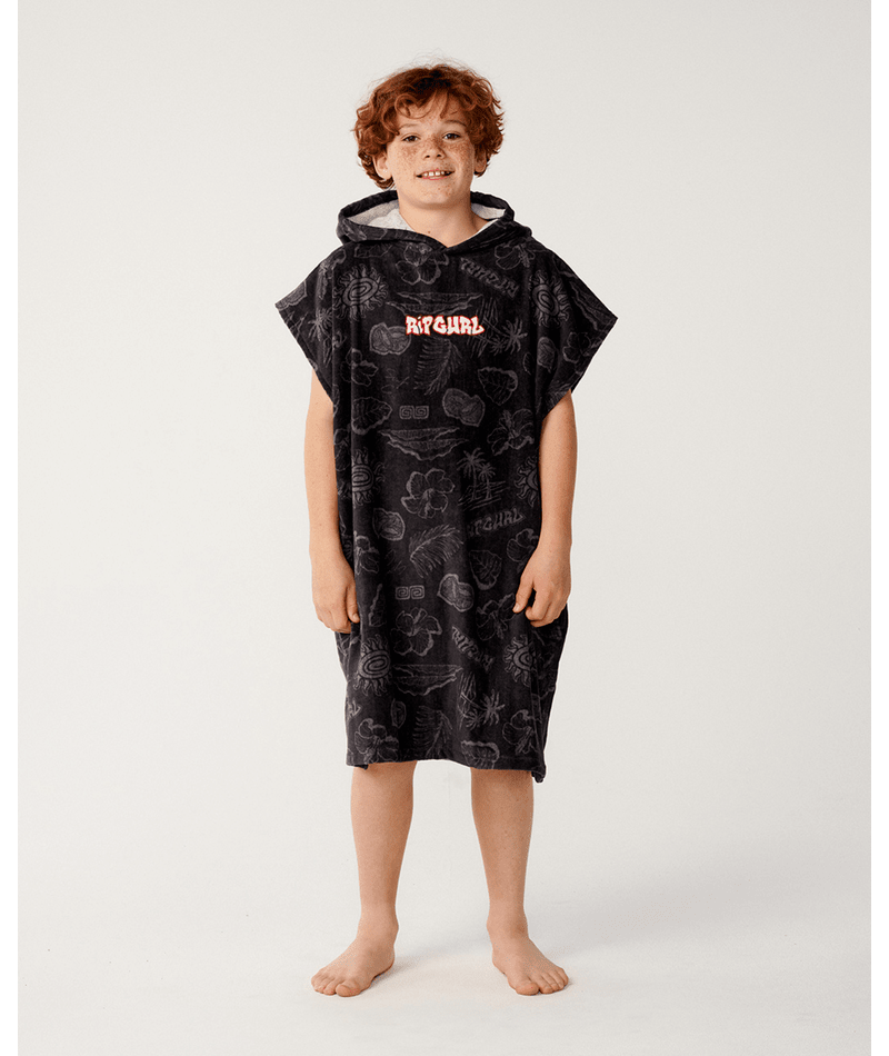 Rip Curl Sessions Hooded Towel - Boy in WASHED BLACK