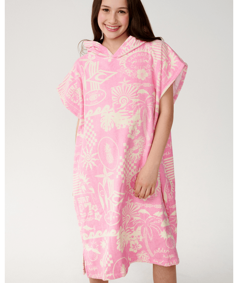 Rip Curl Mixed Hooded Towel-Girl in NATURAL/PINK