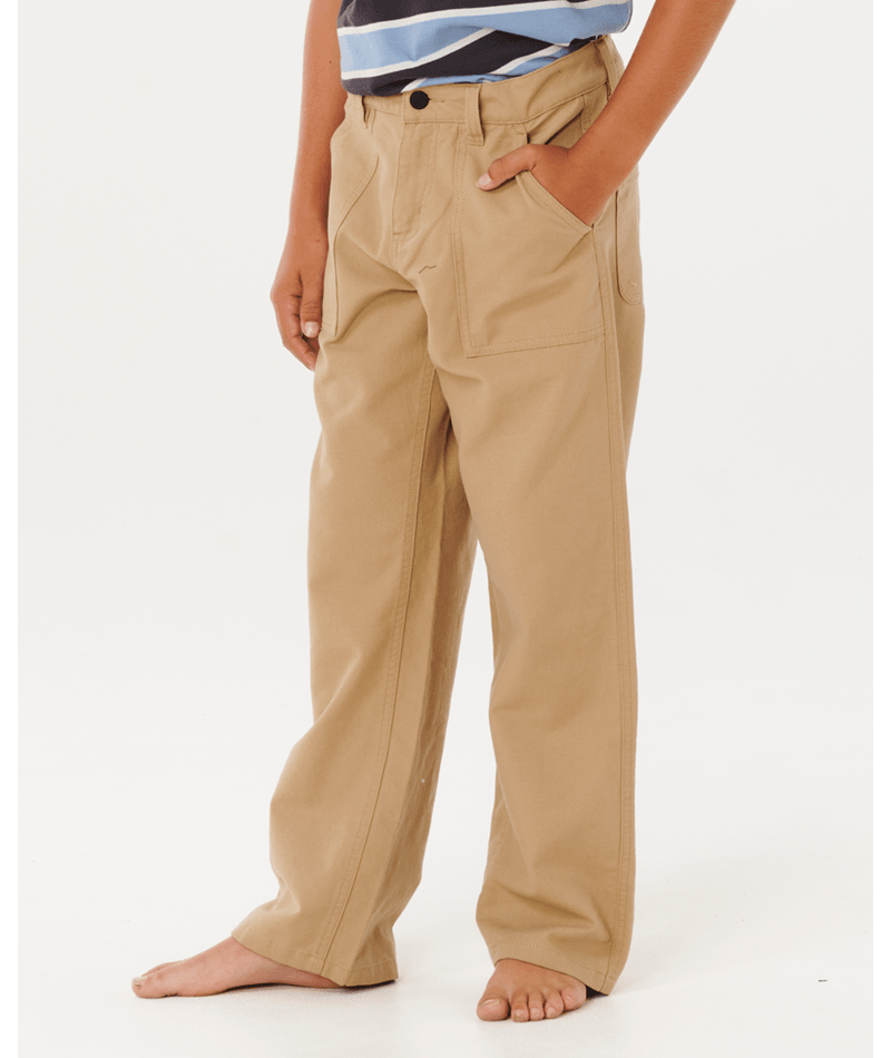 Rip Curl Hyped Canvas Pant-Boy in KHAKI SAND