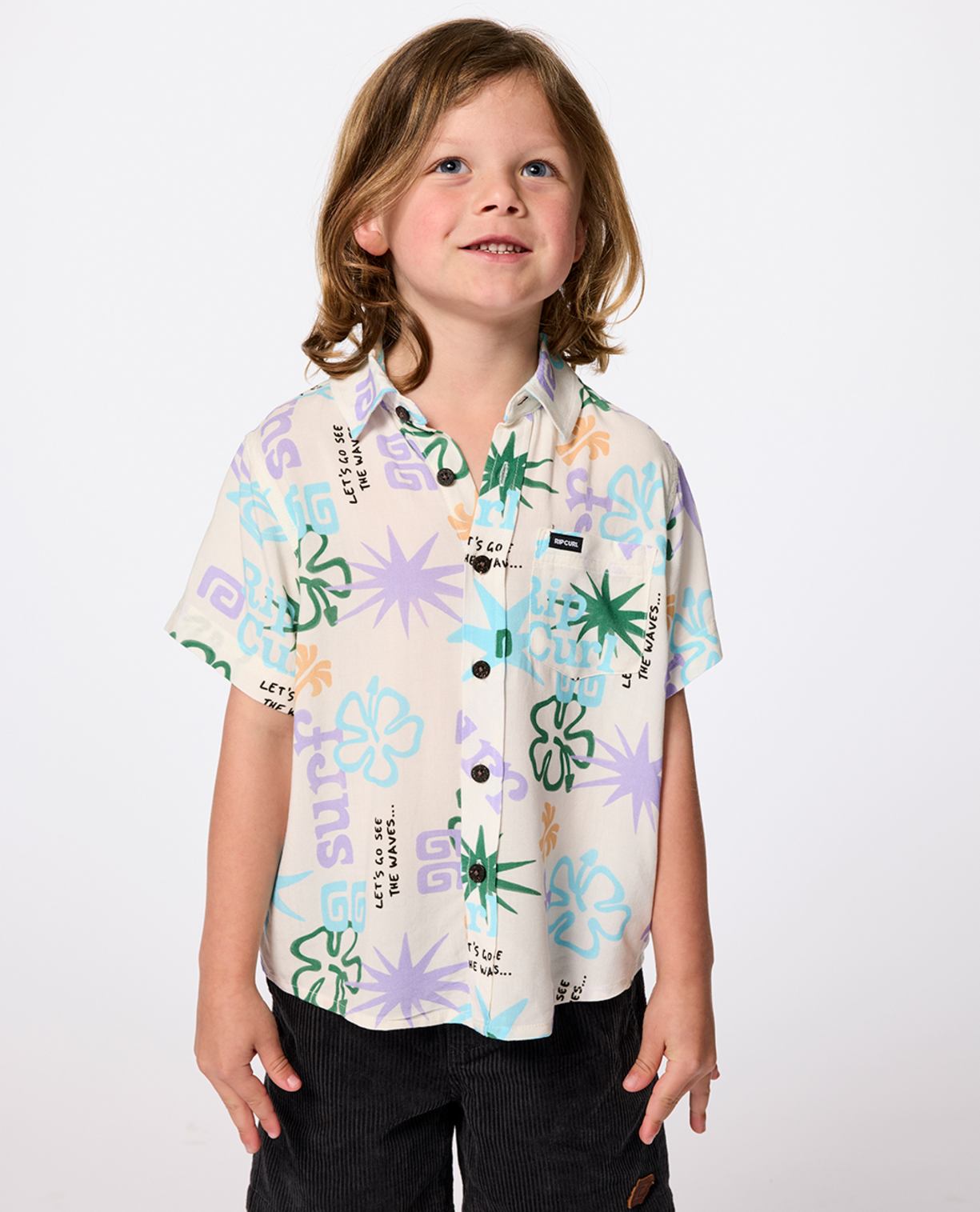Rip Curl Wave Dayz Ss Shirt -Boy in BONE