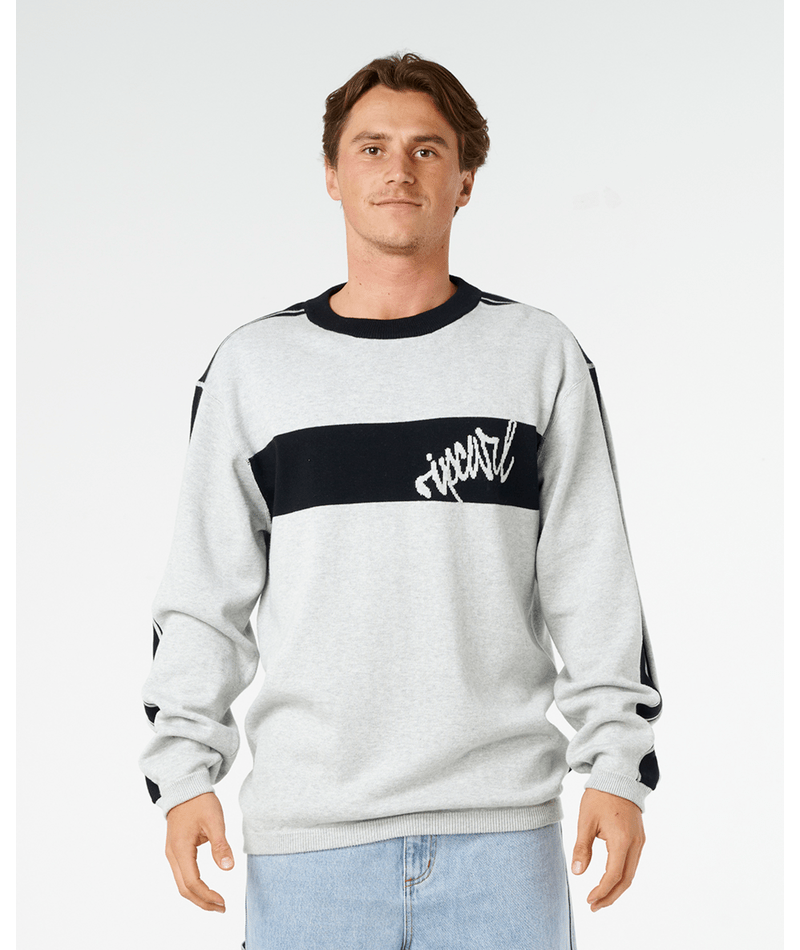 Rip Curl Panel Beater Knit Crew in GREY MARLE