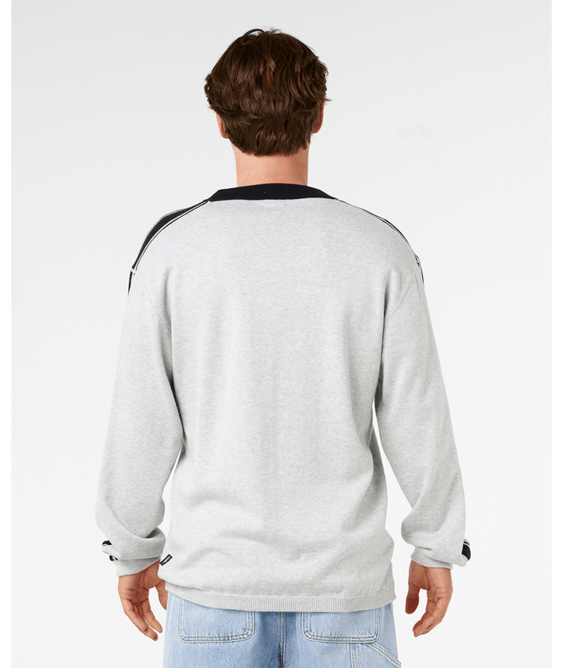 Rip Curl Panel Beater Knit Crew in GREY MARLE