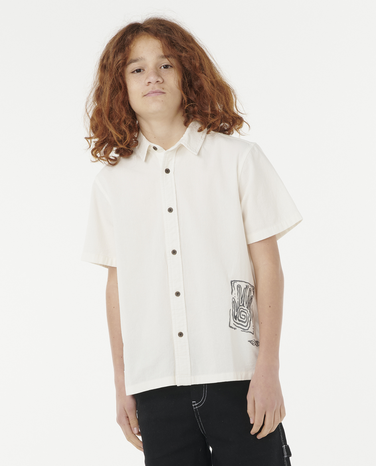 Rip Curl Tropic Embroider Shirt -Boy in BONE