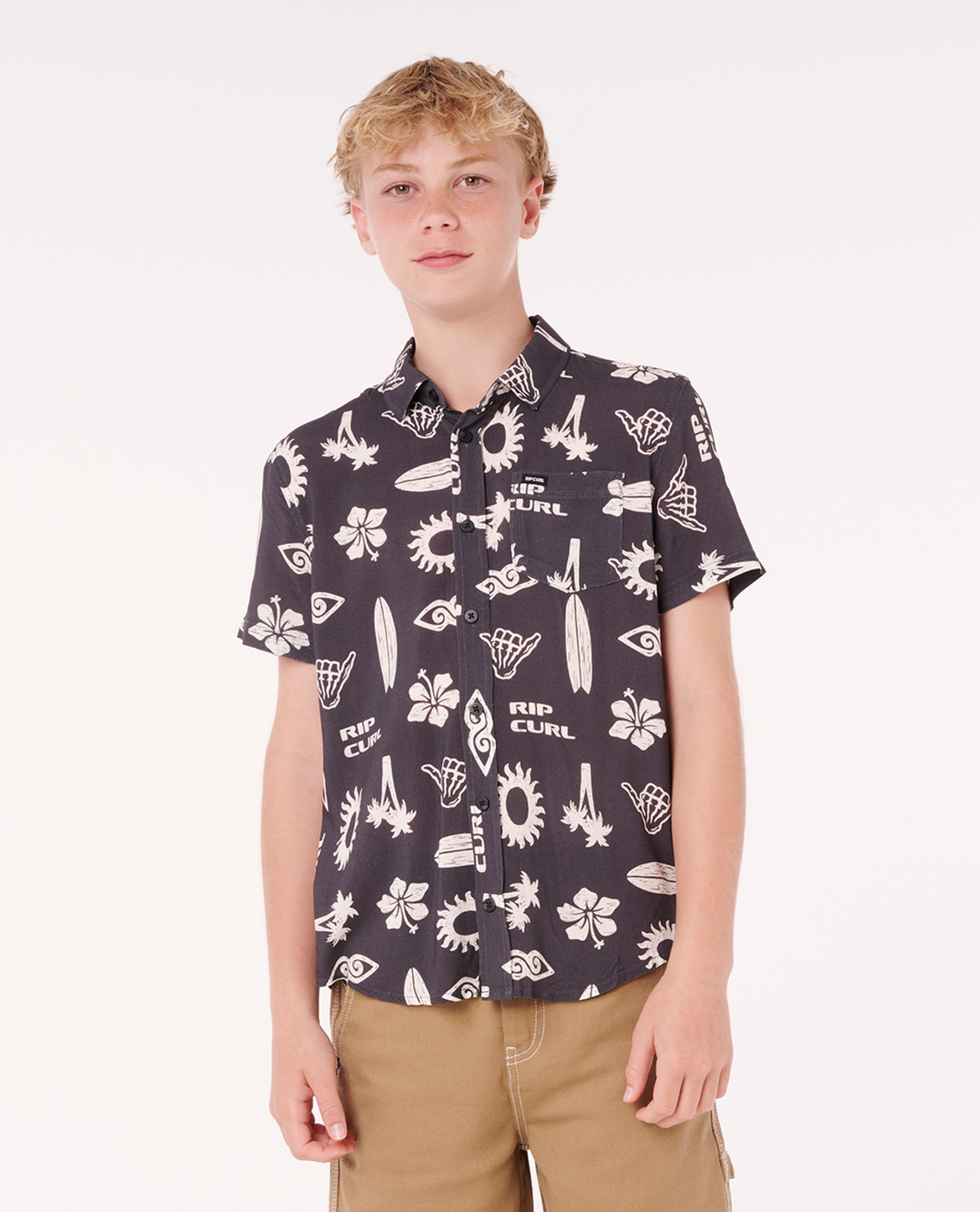 Rip Curl Island Paradiso Shirt -Boy in WASHED BLACK