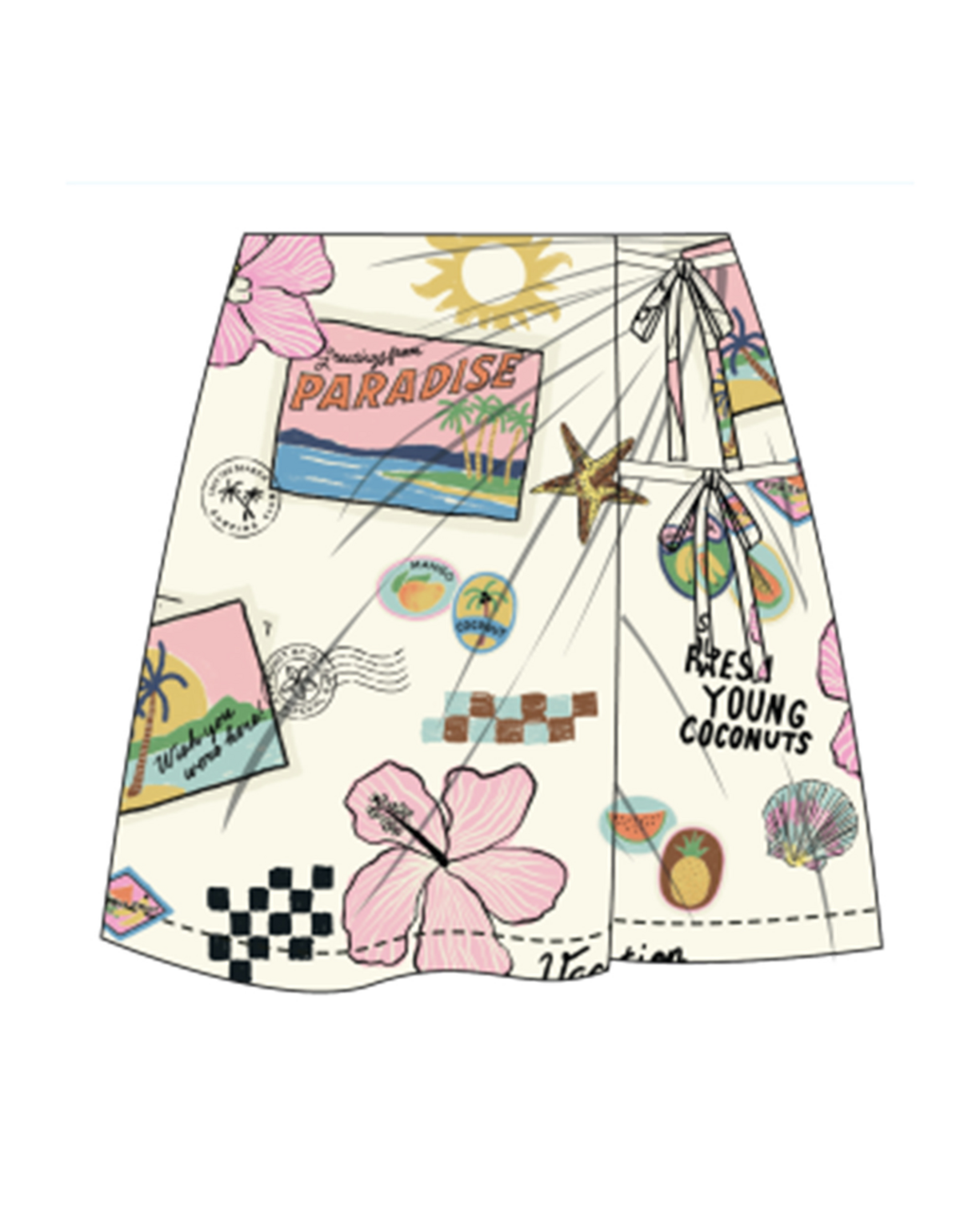 Rip Curl Sunset Luau Wrap Skirt in OFF WHITE