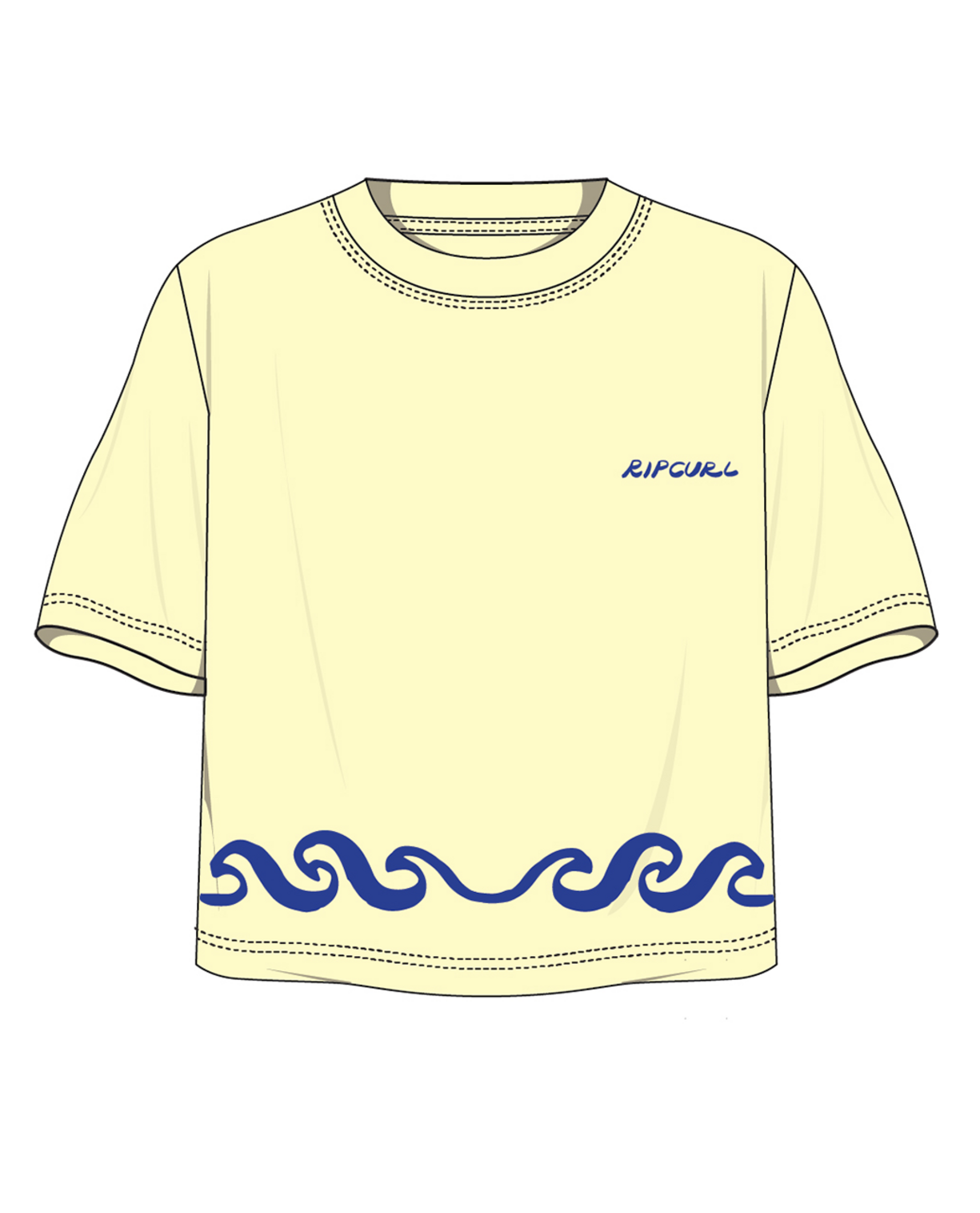 Rip Curl Cosmic Surfing Wave Tee-Kids in PALE YELLOW