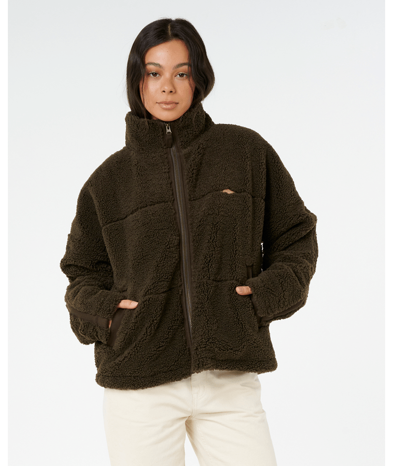 Rip Curl Cala Nights Sherpa Jacket in BLACK OLIVE