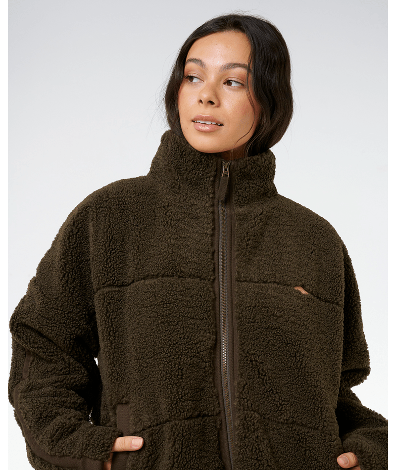 Rip Curl Cala Nights Sherpa Jacket in BLACK OLIVE