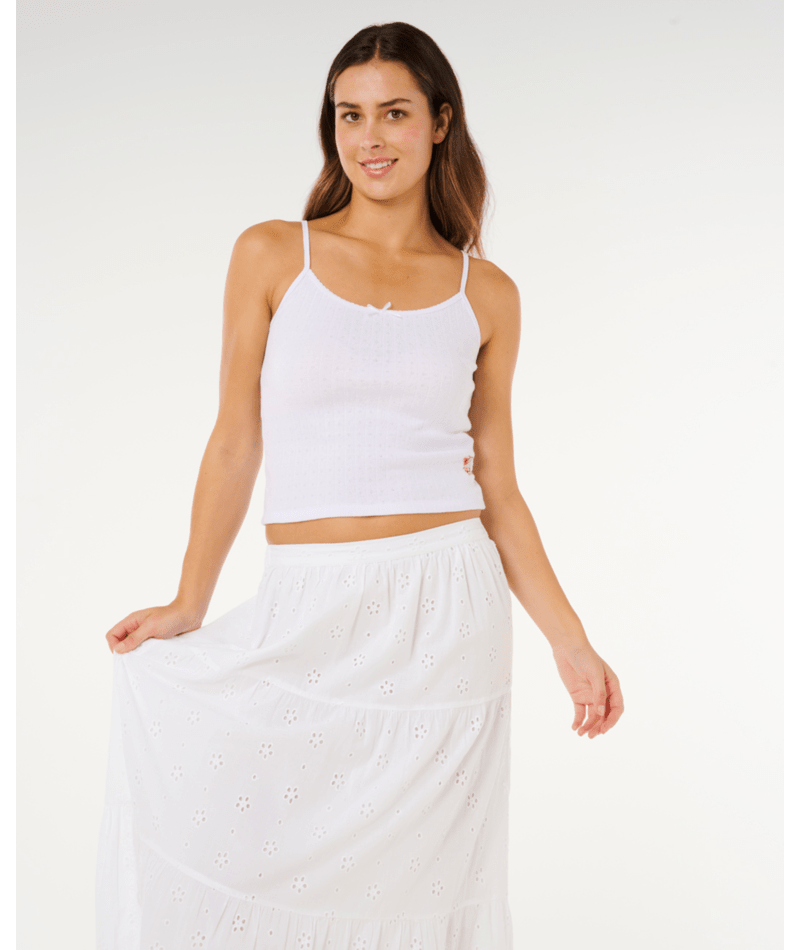 Rip Curl Oasis Broderie Maxi Skirt in WHITE