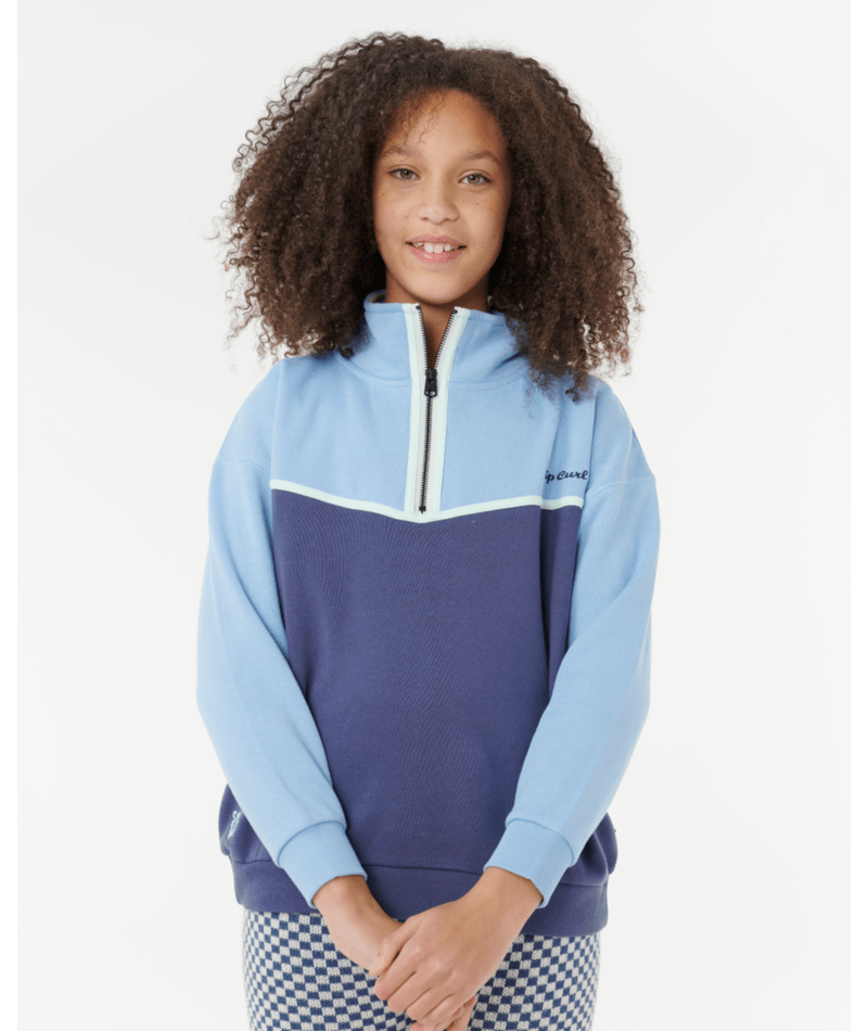 Rip Curl Sunset Skies 1/4 Zip-Girl in BLUE
