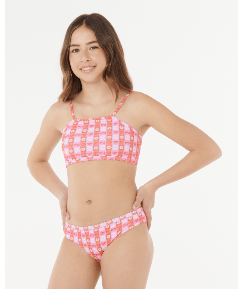 Rip Curl Sunset Check Rib Bikini - Girl in PINK