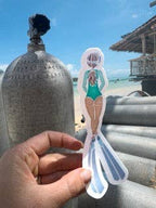 Free Diver Girl Illustration Vinyl Sticker