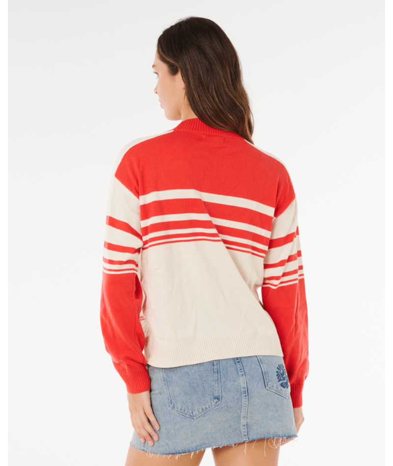 Rip Curl Surf Side Stripe Crew in RED