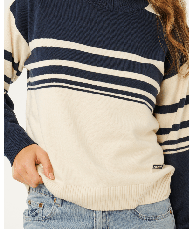 Rip Curl Surf Side Stripe Crew in NAVY