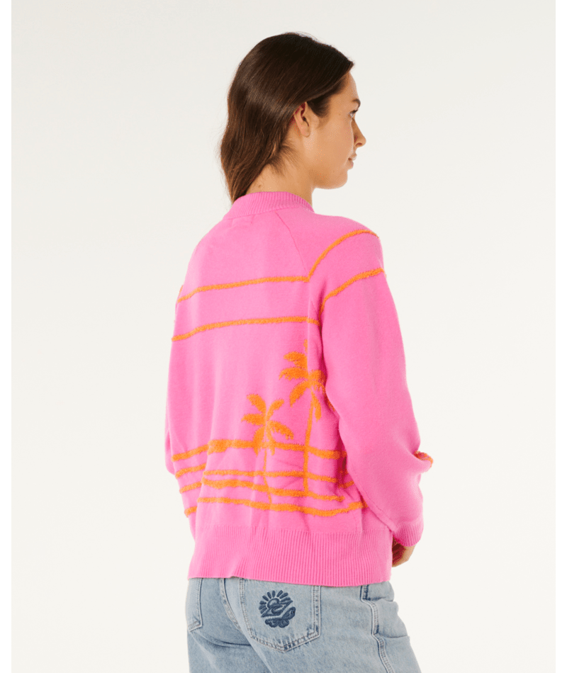 Rip Curl Hotel Malibu Jacquard Crew in SUPER PINK
