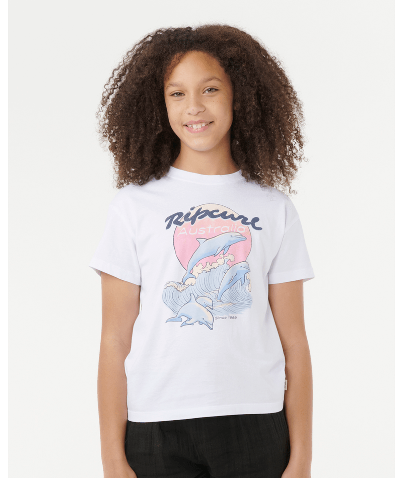 Rip Curl Dolphin Relaxed Tee-Girl in WHI AUST