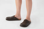 Birkenstock Boston Dark Brown Smooth Leather Regular in Dark Brown