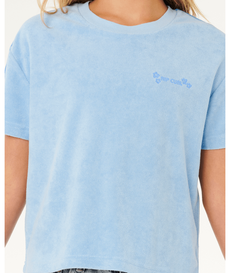 Rip Curl Sunshine Squad Terry Tee- Girl in LIGHT BLUE