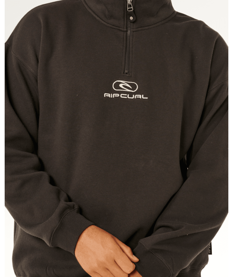 Rip Curl Pill Icon 1/4 Zip Crew in BLACK