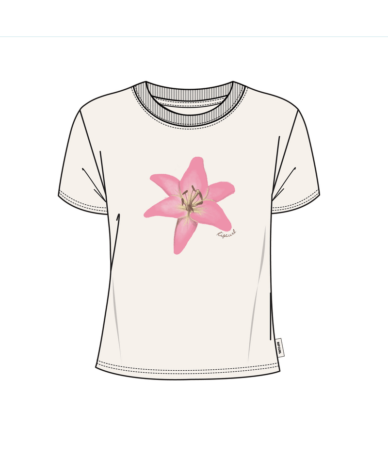 Rip Curl Lilly Fitted Tee-Girl in BONE