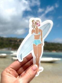 Surfer Girl Watercolour Vinyl Sticker