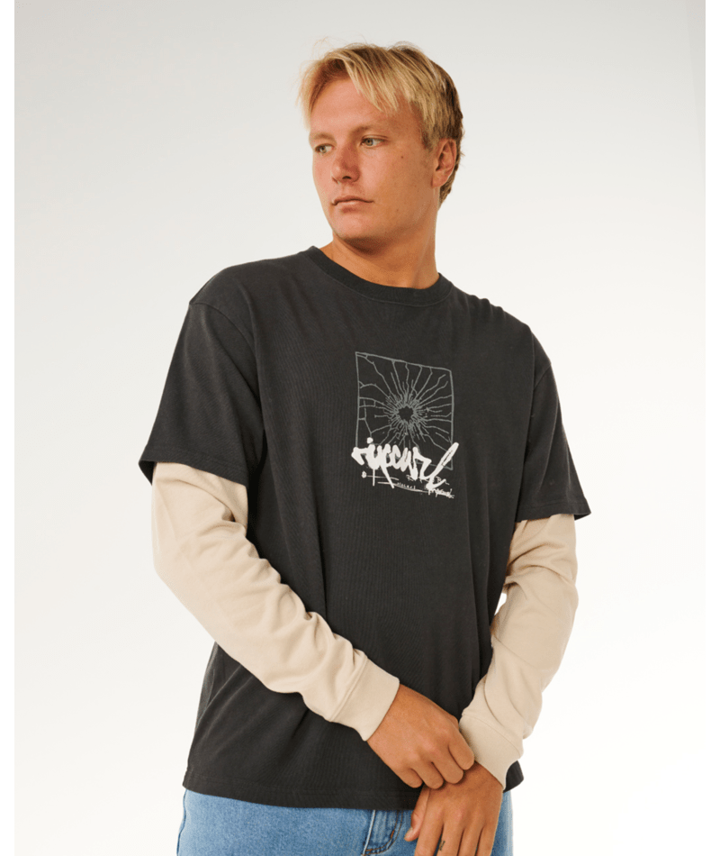 Rip Curl Inner Visions Smashed L/S Tee in WASHED BLACK