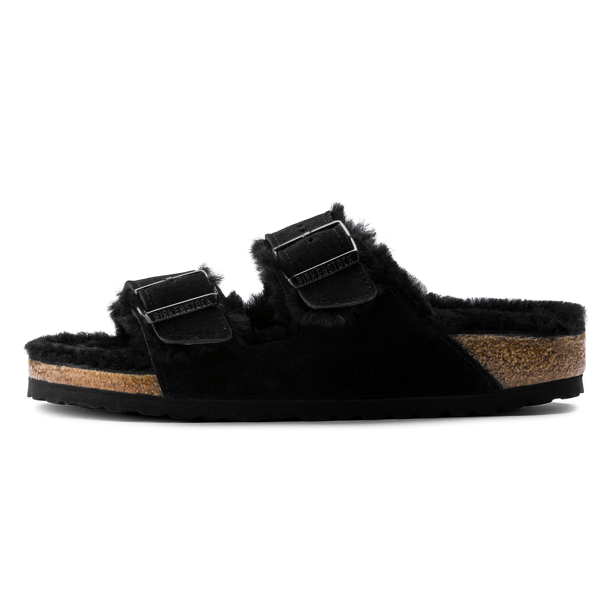 Birkenstock Arizona Shearling Black Suede Leather/Shearling Regular in Black