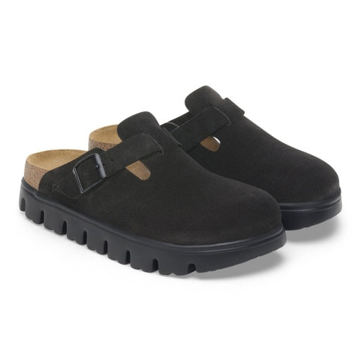 Birkenstock Boston Chunky Black Suede Leather Narrow in Black