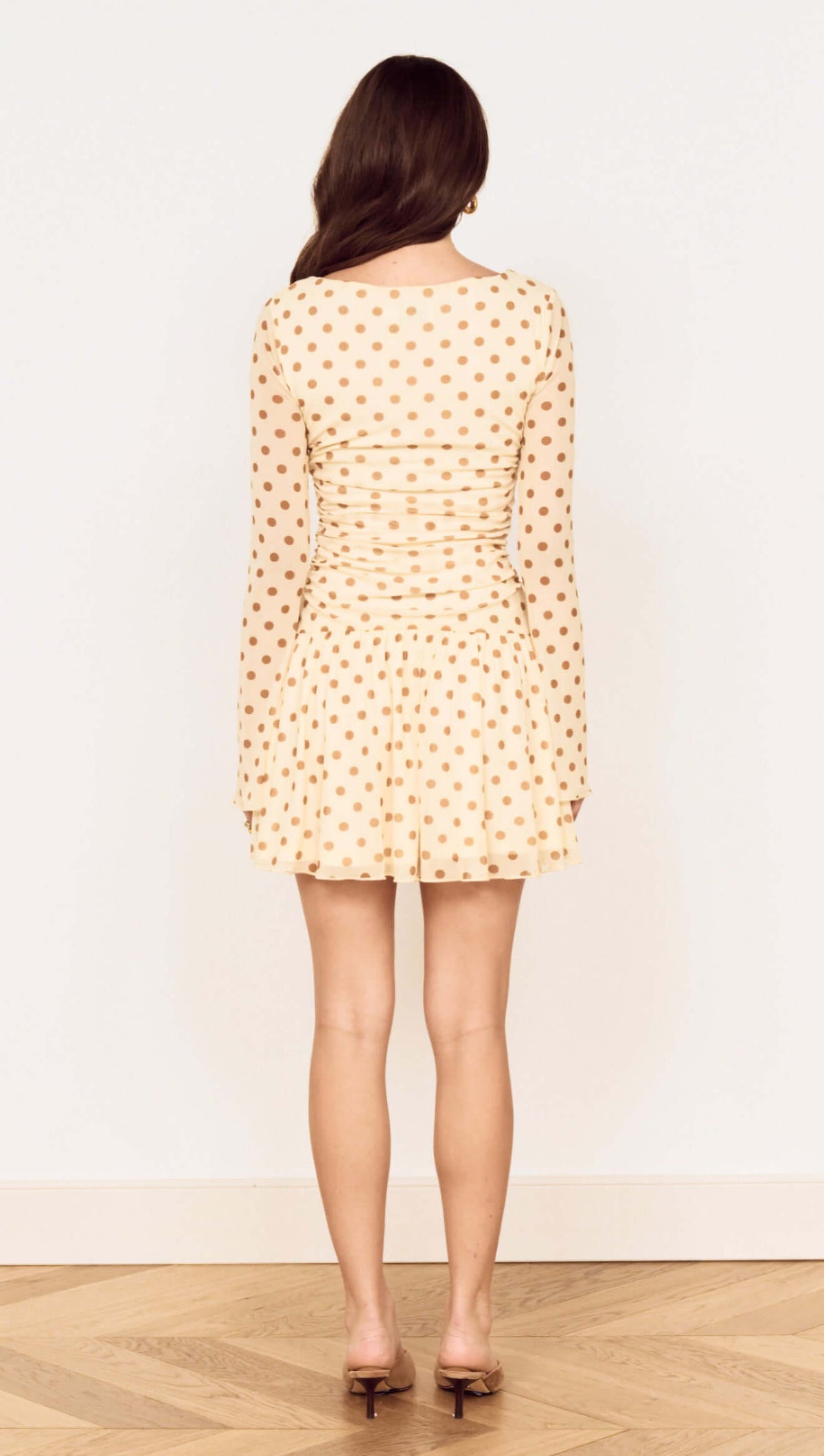 Minkpink Butter Yellow Polka Dot Mini Dress with Drop Waist in Butter Spot
