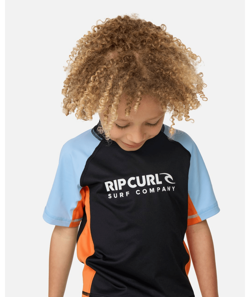 Rip Curl Shock Upf S/S-Boy in Black/Blue