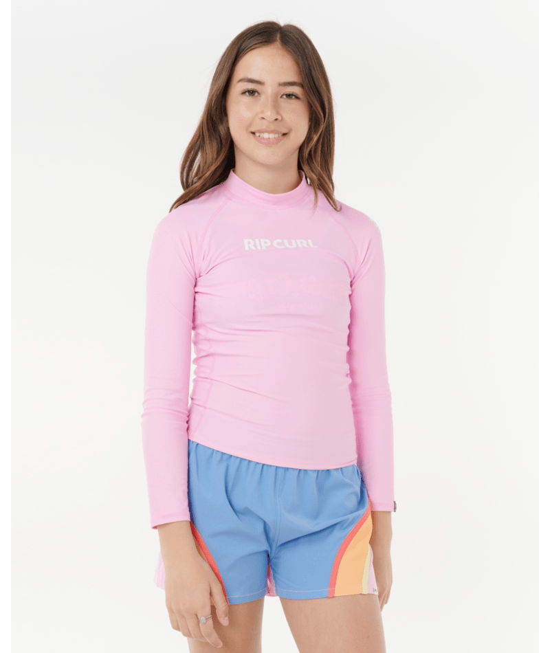 Rip Curl Classic Surf Ls Rash Vest-Girl in PINK