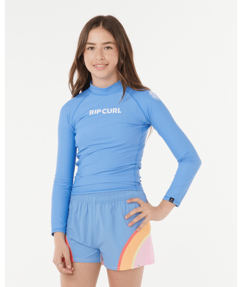 Rip Curl Classic Surf Ls Rash Vest-Girl in WASHED BLUE