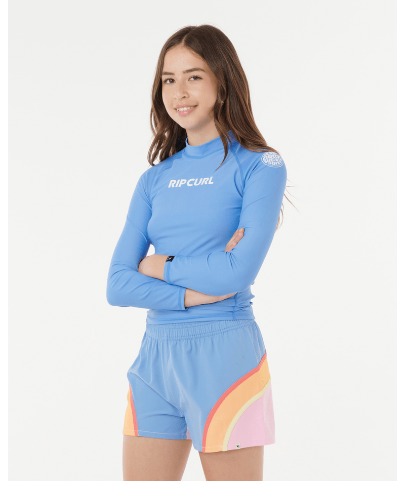 Rip Curl Classic Surf Ls Rash Vest-Girl in WASHED BLUE
