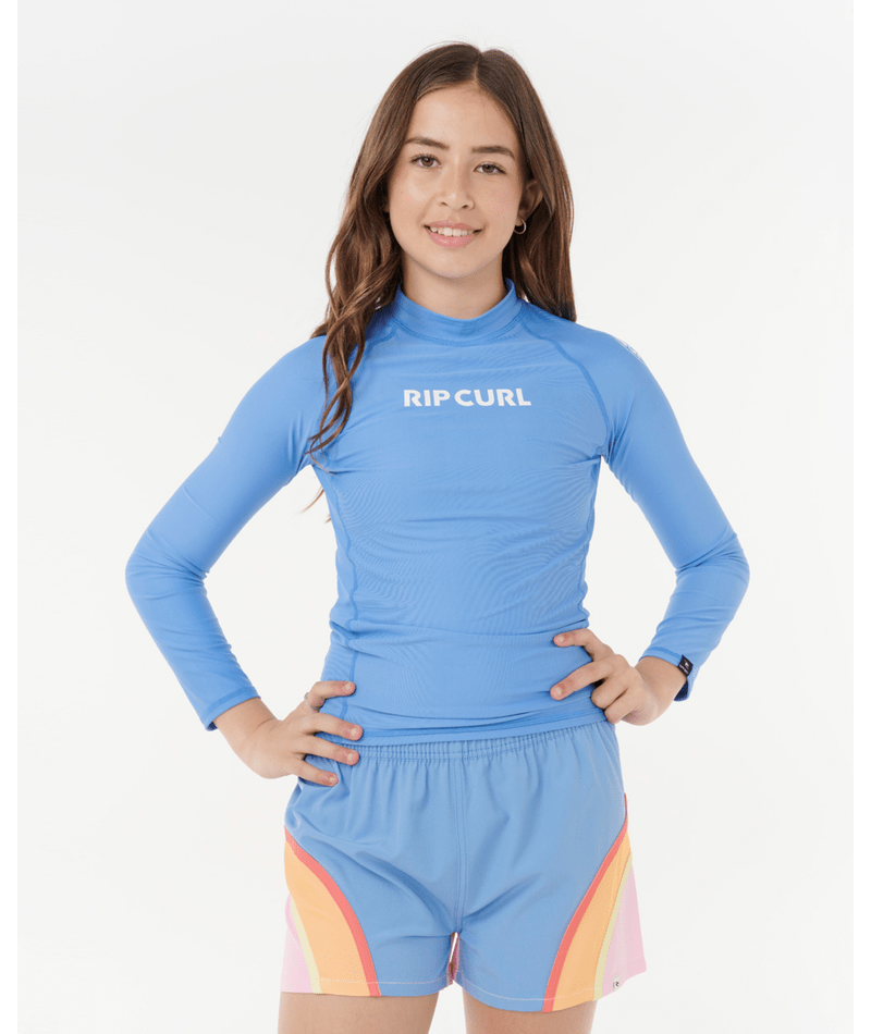 Rip Curl Classic Surf Ls Rash Vest-Girl in WASHED BLUE
