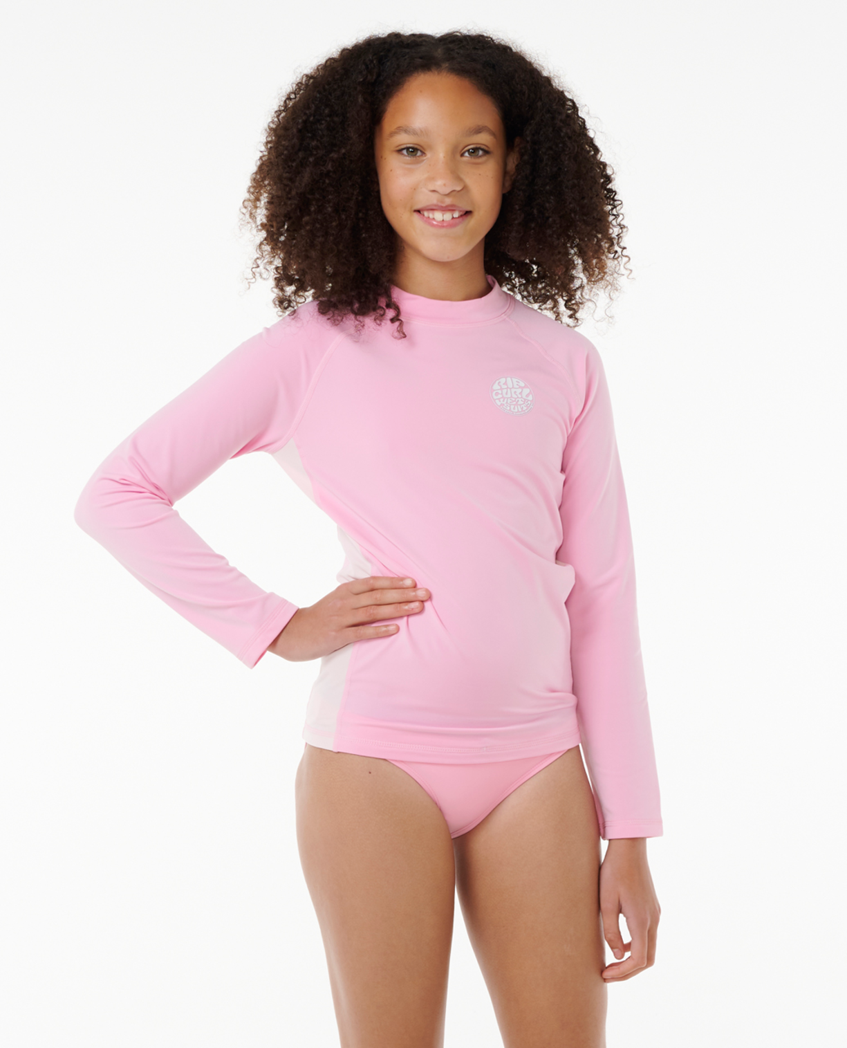 Rip Curl Icon Uv Brushed L/S- Girl in BRIGHT PINK