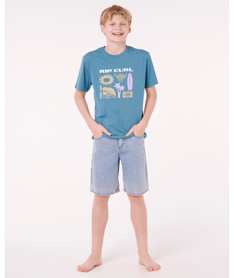 Rip Curl Island Paradiso Logo Tee -Boy in STORM BLUE