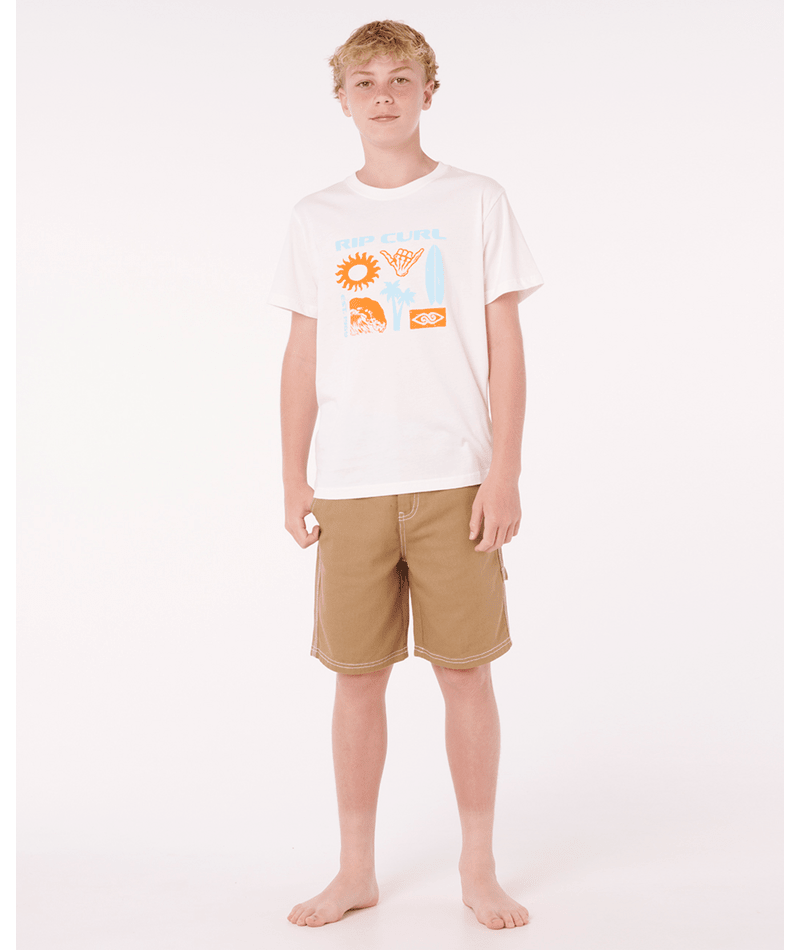 Rip Curl Island Paradiso Logo Tee -Boy in BONE