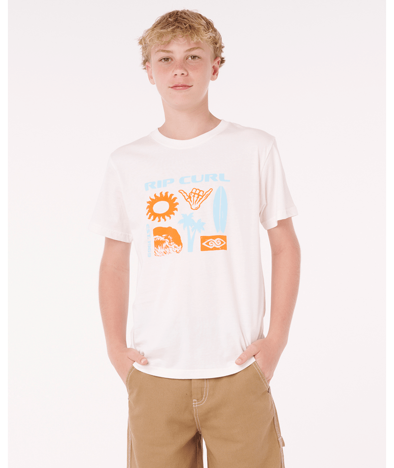 Rip Curl Island Paradiso Logo Tee -Boy in BONE
