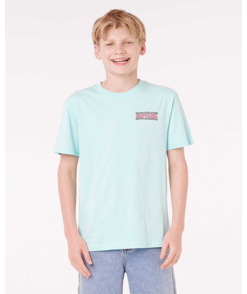 Rip Curl Shredding Tee-Boy in LIGHT AQUA
