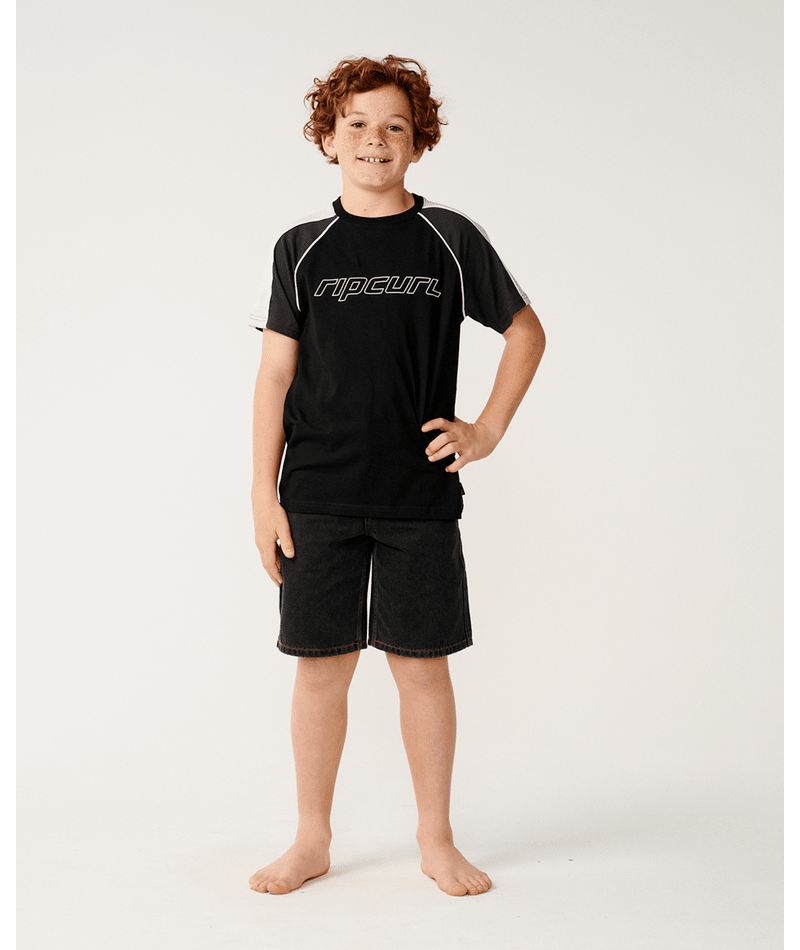 Rip Curl Panel Beater Tee-Boy in BLACK