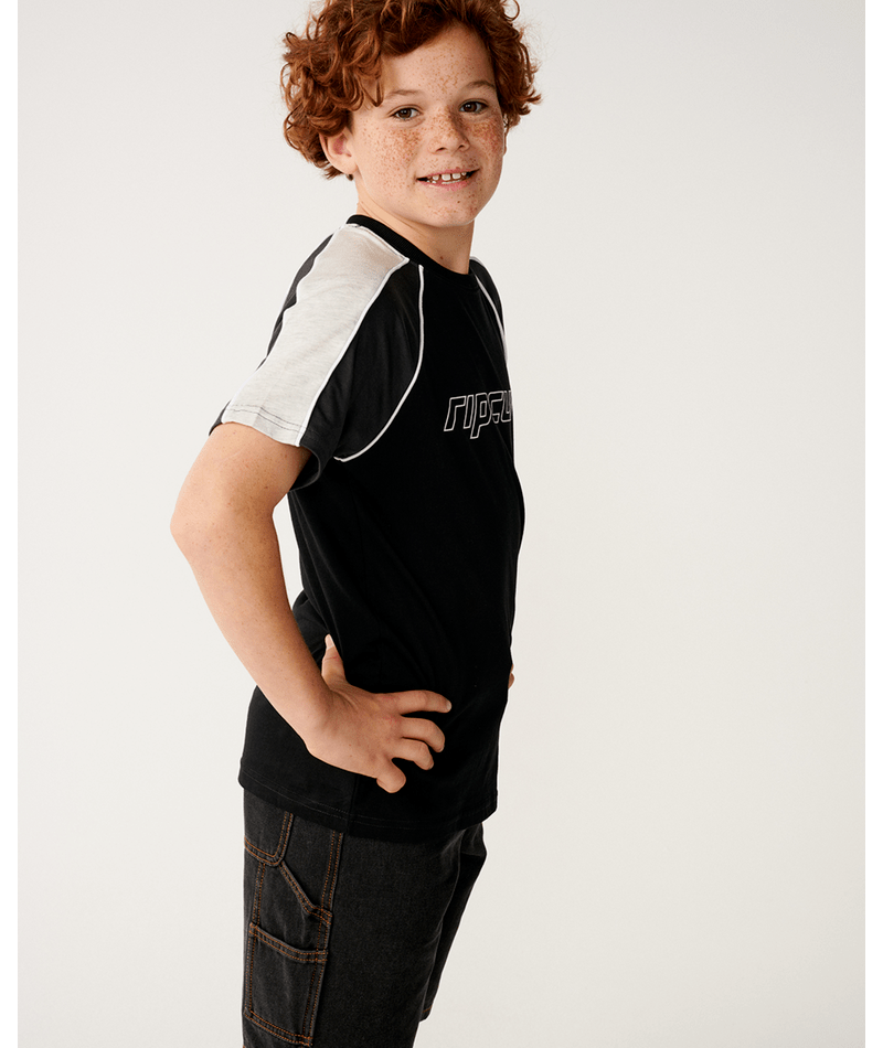 Rip Curl Panel Beater Tee-Boy in BLACK