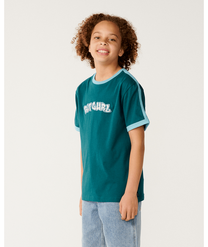 Rip Curl Surf Shack Logo Tee-Boy in BLUE GREEN